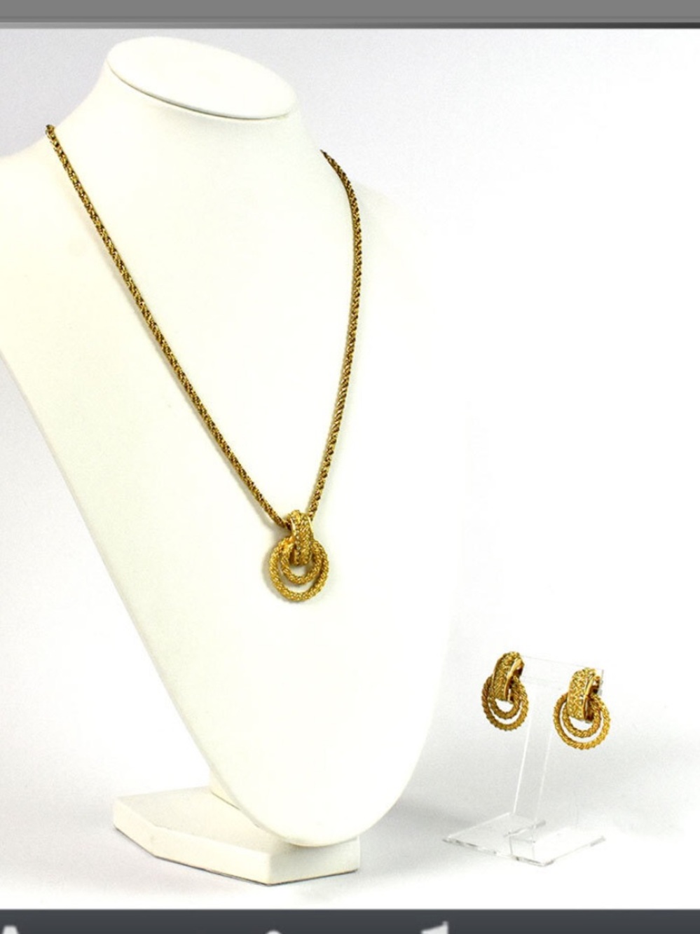 Dior Gold-Tone Knotted Pendant Necklace with Hoop Earrings